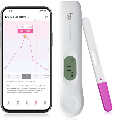 Femometer IVY103 Digital Ovulation Tests Predictor Kit, Auto Sync with Femometer APP, Provides More Accurate Ovulation Prediction and Advice, Easy to Use, 10 LH Tests