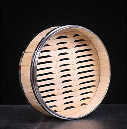 ABNNHK Pentola per Cucinare, vaporiera in bambù con Bordo in Acciaio Inossidabile, vaporiera in bambù, Piatti Dim Sum, griglia per vaporiera per Pesce, pentola per vaporiera, cestello per