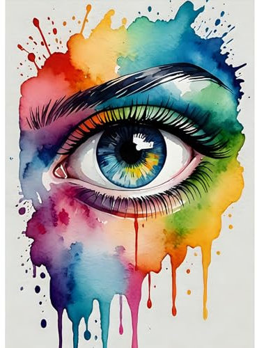 MAXBYE DIY Eyes Diamond Painting, Landscape Diamond Art Kits for Adults, 5D Crystal Cross Stitch, Gem Crafts Canvas Painting, Cartoon Diamond Art for Home Wall Decor 12x16 Inch