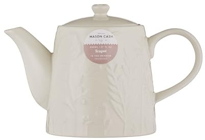 Mason Cash In the Meadow Teapot 800ml Embossed Floral Design, Durable Stoneware – Heat-Retaining Ceramic Teapot for Hot Drinks – Classic Kitchenware