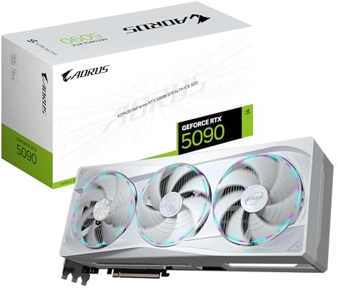 Gigabyte AORUS GeForce RTX 5090 Stealth Ice 32G Grafikkarte - 32GB GDDR7, 512bit, PCI-E 5.0, 2655MHz Kerntakt, 3 x DP 2.1a, 1 x HDMI 2.1b, NVIDIA DLSS 4, GV-N5090AORUSST ICE-32GD