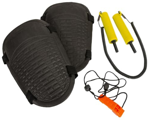 Set di sicurezza per la pesca sul ghiaccio: piccozza con ginocchiere e fischietto | Set di sicurezza per la pesca sul ghiaccio, accessori rompighiaccio, attrezzatura per pesca sul ghiaccio per la