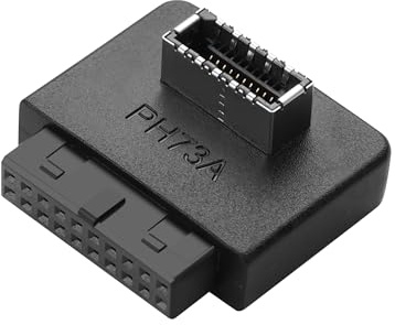 ELFJMZP USB 3.2 Gen 1 19/20-pin (Model A) to USB 3.2 Gen 2 Type-E 20-pin 90° Adapter, for PC Motherboard 19-pin USB 3.0 to Front Panel USB 3.1/3.2 Internal Type-E 20-pin (TYPE - A)