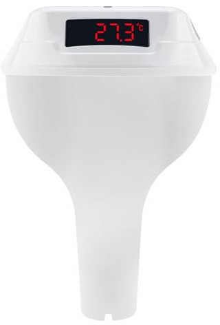Fdit Pool Thermometer Solar Charging High Accuracy LED Display Timer Function for Swimming Pool Child Lock IP68 (White)