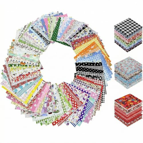 100Pcs Cotton Fabric Squares 10 x 10cm Material for Sewing Quilting and DIY Crafts Floral Patchwork Fat Quarters Fabric Bundles Quilting Fabric Sewing Fabric for Sewing DIY Crafts & Textile Painting