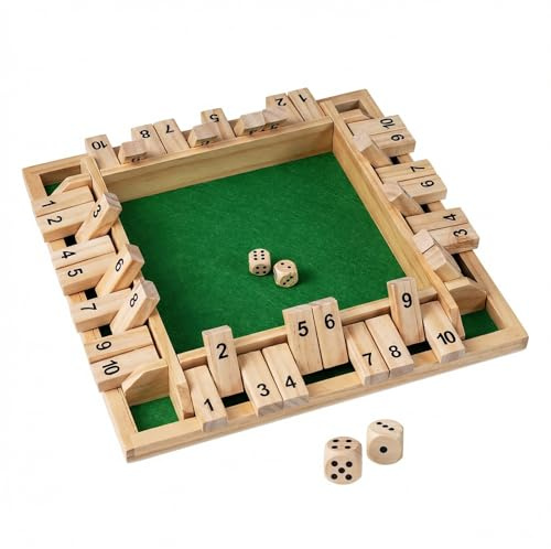 COSTWAY Shut The Box-spel, 2–4 spelare tärningsspel trä, brädspel med 2 tärningar, fällbrädespel, matematik pedagogiska leksaker för barn och vuxna (grön)