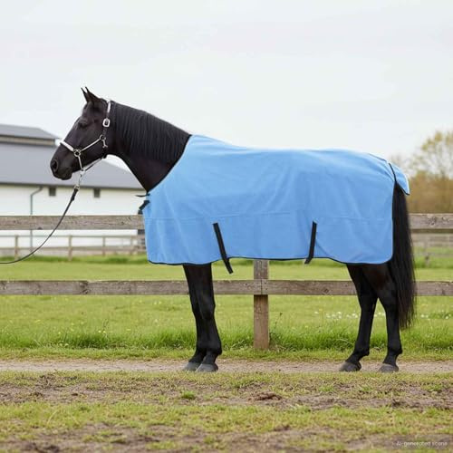 Nqyjm Manta para caballos de 135 cm, poliéster, lavable a máquina, cálida, cómoda, transpirable y ligera, para entrenamiento, establo y transporte