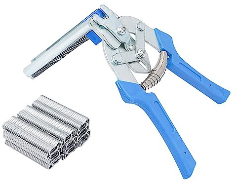 Kit di Pinze ad Anello per Chiodi di Maiale di Tipo M con 600pz M Clips, Pinza per il Fissaggio di Gabbie Metalliche per il Fissaggio di Recinzioni, Installazione di Tappezzerie, Gabbie per Animali