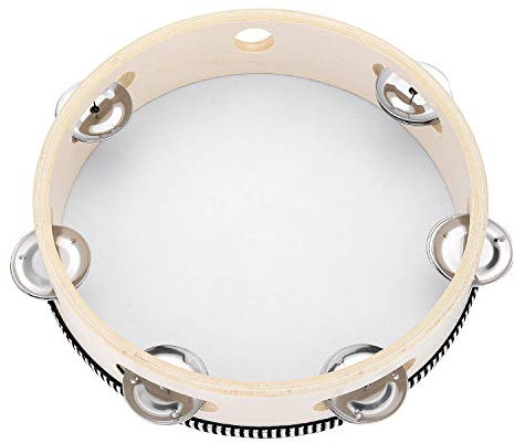 Musfunny Tamburin 20 cm für Kirche Hand Trommel Handgehaltenes Tambourine Schlagzeugglocke Birke Metallschellen Percussion musikalisches Lerninstrument für KTV, Party, Spiele (20 cm, 8 Zoll)