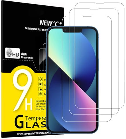 NEW'C 3 Stück für iPhone 14,iPhone 13,iPhone 13 Pro für Panzerglas (6,1 Zoll), Frei von Kratzern, 9H Härte, HD Displayschutzfolie, 0.33mm Ultra-klar, Ultrabeständig