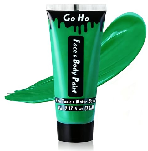 Go Ho Green Face Body Paint Washable (2.37oz/pc),Cream Green Face Paint,Full-coverage Body Paint for Halloween Costumes Camouflage Hunting Witch Gamora Hulk Cosplay Makeup