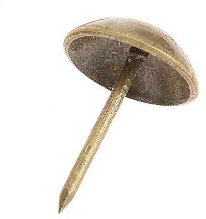 100 clavos de cabeza redonda de bronce, tachuelas decorativas vintage de latón para tapicería, tachuelas de cobre antiguo para muebles, sofá, silla, caja de madera, tamaño mediano (diámetro de la