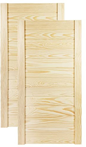 DecoMeister Puerta de Lamas con Tablones de Estructura Cerrada de Madera Maciza de Pino Sin Tratar para Armarios Estanterías Frente de Mueble de Dimensiones 394x766 mm Juego de Dos Piezas