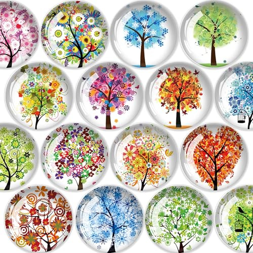 JJ Prime - Lot de 16 aimants Ronds pour réfrigérateur | Mini Accessoires de réfrigérateur | Petits aimants pour Tableau Blanc, Bureau, Cuisine et école (Arbre de Vie)