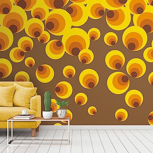 Livingwalls fleecetapet – retro tapet i orange, brun och gul – tapet för olika rum – väggbild XXL 2,80 m x 1,59 m