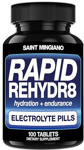 Saint Mingiano Rapid Rehydr8 Electrolyte Supplements – Aid in the Prevention of Cramping and Supports Muscle Endurance and Recovery - 100 Easy to Swallow Capsules