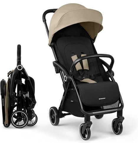 KikkaBoo Buggy Kinderwagen Reisebuggy CIELA, Bis 22 kg, Leicht (7,1 kg), One-Hand-Faltbar, Atmungsaktiv & Wasserabweisend, Inkl. Regenschutz, Beige