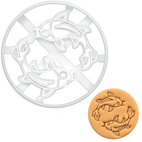 BAKERLOGY Yin Yang Koi Fish Cookie Cutter - Detailed Biscuit Cutter Design for Baking and Crafts, Ideal on Fondant, Dough, Clay