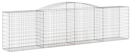 Makastle Set de 10 Parterre surélevé en Gabions arqués, jardinière en Cage à Pierre, Lit Surélevé à Gabion, Parterre de Fleurs Jardin Terrasse Extérieur Jardinière Panier à Pierres, 400x50x100/120 cm