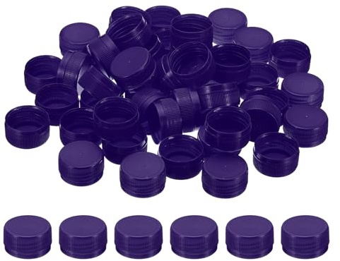 PATIKIL Tappi di Bottiglia Plastica da 1.2 Pollici per Artigianato, 50Pz Tappi a Vite Riutilizzabili per Bottiglie Vuote per Decorazioni Fai da Te, Viola