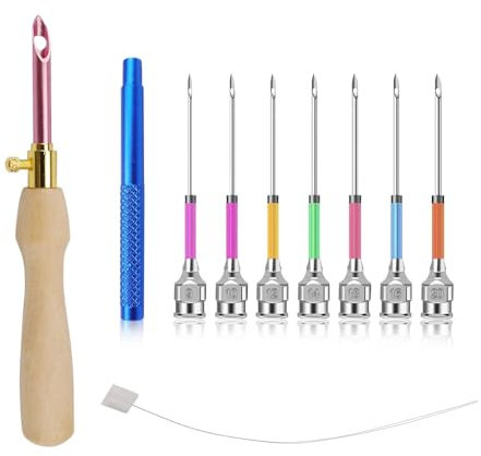 0XBIT Punch Needle Set, Verstellbar Punch Needle, 7 Größen Stanznadel Stickerei Set, mit Aufbewahrungsbox, Geeignet für Basteln, Nähen, Sticken