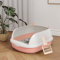 Cat Litter Tray Box, Litter Box, Plastic Cat Open Top Litter Tray with Free Scoop Kitten Detachable Rim Easy Cleaning,48 x 40 x 20cm (Pink)