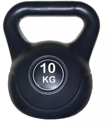 Kettlebell Weight Set - Vinyl & Cast Iron Kettlebells - 4kg to 20kg - Gym Fitness Workout Equipment for Strength Training (Vinyl Black, 10 KG)