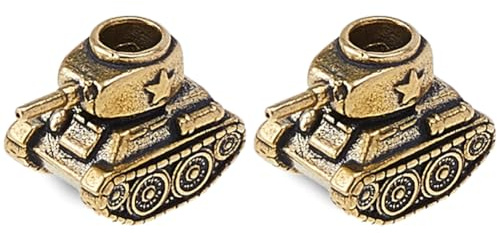 DICOSMETIC 2Pcs Knife Lanyard Beads Tank Brass Paracord Bead EDC Beard Beads Antique Bronze Large Hole Bead Survival Men’s Gifts for Knife Lanyard Keychain Bracelet, Hole: 5mm