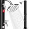 Solardusche 40 Liter, Solar Gartendusche mit Drehbarem Duschkopf und Fußarmatur, Außendusche mit Kunststoffboden und Gartenschlauch Anschluss, Einstellbares Warm und Kaltwasser, Maximal 60°C (60L)