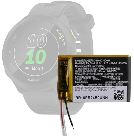 Swark 158 mAh Neu 361-00140-01 Akku Ersatz Kompatibel mit Garmin Forerunner 55/GPS Smartwatch Ersatzbatterie
