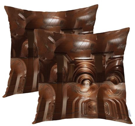 Batmerry Endless Arches Outdoor Throw Pillow Covers, Moorish Reflected Space Indoor Pillows Digital Printing Water Resistant Linen for Couch Sofa Bed Invisible Zipper 18X18 in
