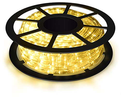 COSTWAY Lichterschlauch außen 10M, Lichtschlauch mit 360 LEDs, Lichterkette wasserfest, strombetrieben, LED Lichtschlauch für Dekoration, Party, Garten, Hochzeit (Warmweiß)