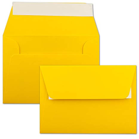 25x Briefumschläge Honig-Gelb DIN C6 Format 11,4 x 16,2 cm - Haftklebung - Kuverts ohne Fenster - Weihnachten, Grußkarten & Einladungen - Für A6 & A4 Papier