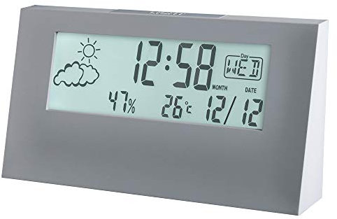 Acctim 15847 Vertex grey alarm clock with indoor temperature