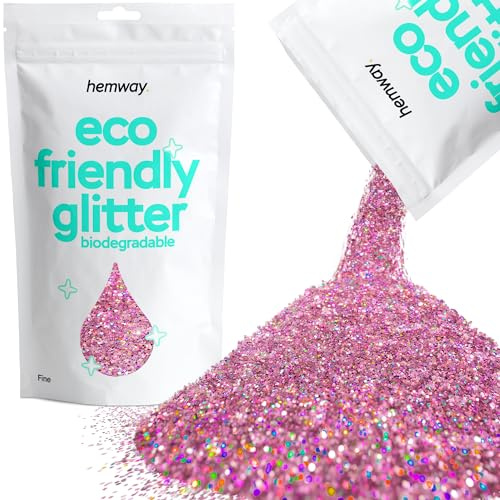 Eco Friendly Biodegradable Glitter | Pink Holographic - Fine 100g, Plant Based, Biodegradable Glitter for Craft, Face, Hair, Nail, Body and Festival - Hemway