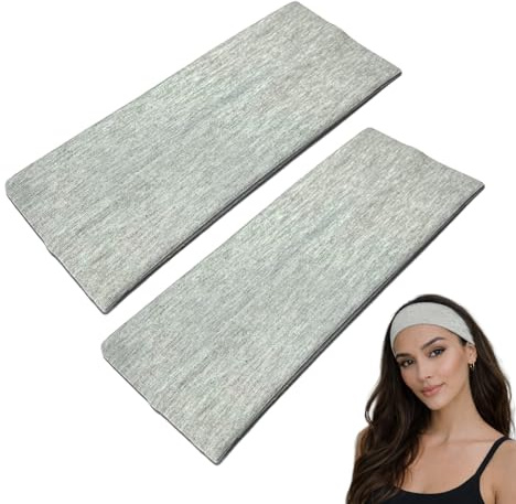 WESTEND CHOICE Bandeaux larges de 9 cm Lot de 2 Bandeau de tête doux uni extensible unisexe Bandeau Kylie Bandeaux pour femmes et hommes Gym Yoga Bandeau cheveux (Gris)