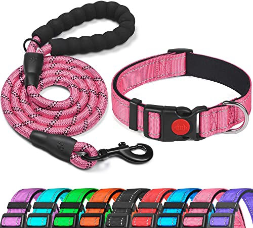 haapaw Reflective Dog Collar Padded with Soft Neoprene Breathable Adjustable Nylon Dog Collars for Small Medium Large Dogs