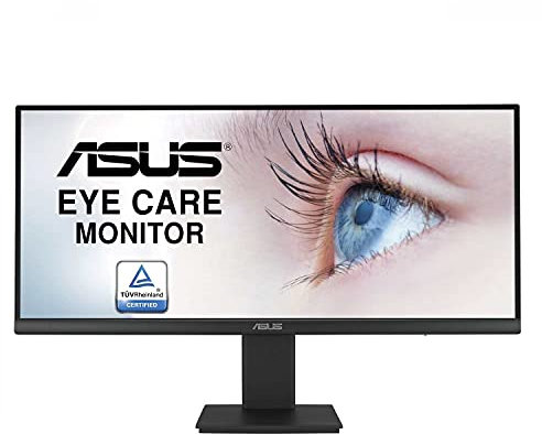 ASUS Eye Care VP299CL - 29 Zoll UWFHD Monitor - 75 Hz, 1ms MPRT, Adaptive Sync & FreeSync, HDR 10 - IPS Panel, 21:9, 2560x1080 - DisplayPort, HDMI, USB-C mit 15W, ergonomisch