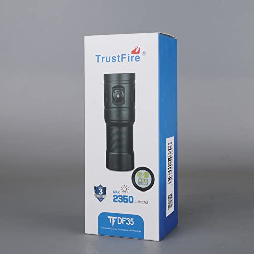 TrustFire DF35 - Lámpara de buceo (2350 lúmenes, batería 32650, 6000 mAh, resistente al agua, hasta 70 metros, profesional, 4 luces LED diferentes para cámaras y vídeos)