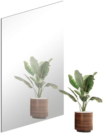 QEEYON Espejos de Pared de Vidrio, 40 x 30 cm Espejo Adhesivo Rectangular Sin Marco, Espejos Grandes de Pared Espejo de Vidrio de Pared Decoracion Hogar para Salon Pasillo Comedor Armrio