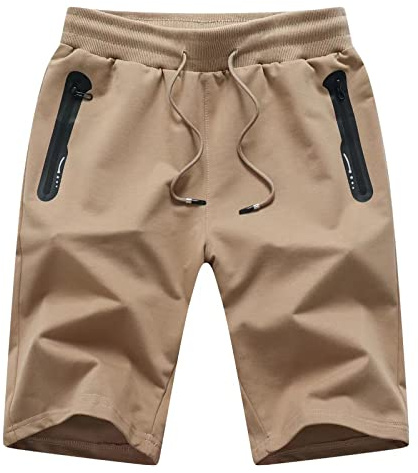 JustSun Pantalones Cortos Hombre Deporte Shorts Hombre Verano Algodon Deportivos Running con Bolsillos con Cremallera Calzonas Ropa Short Hombre Fitnes Gimnasio Kaqi L