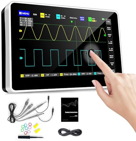 Oscilloscope Handheld, Digital Tablet Oscilloscope, Digital Oscilloscope 100MHz Bandwidth with 2 Channel, 7 Large Touchscreen, 1GSa/s Sampling Rate, 1GB Storage