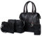QUINTRA Tragetaschen-Set für Damen, modische Handtaschen, Geldbörse, Tragetasche, Schultertasche, Henkel oben, Satchel-Geldbeutel-Set, 4-teilig Taschen Organisator Für Shopper (Black, One Size)