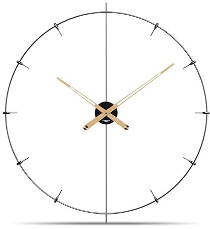 Cander Berlin Leander XXL Vintage-Wanduhr lautlos 60 cm Holzzeiger ohne Tickgeräusche groß modern schwarz Wohnzimmer Küche Metall Glasfaser
