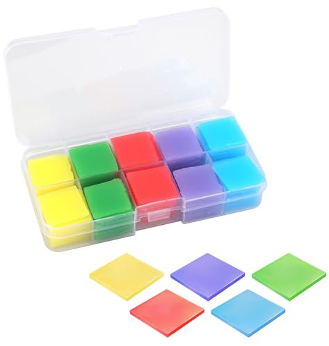 100 Stück Wachs für Diamond Painting, Diamant Painting Wachs Kleber in 5 Farben (Orange Blau Rot Grün Lila) 2x2 cm mit Aufbewahrungsbox, Diamond Painting Stickerei Zubehör für Saubere und Effiziente