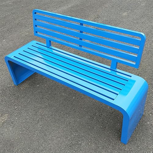 Parkbänk i metall, trädgårdsbänk med ryggstöd, uteplatsbänk, 2 till 3-sits verandastol, Sittmöbler med spaltmöbler, väderbeständig stålram, för gård, däck, gräsmatta (färg: vit, storlek