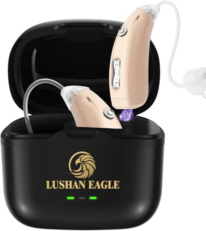 LUSHAN EAGLE Les écouteurs amplificateurs intelligents avec annulation du bruit rendent le son plus fort et les guides du tube d'air rechargeables de l'amplificateur sonnent (beige)