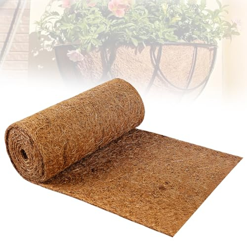 WIYETY Kokosmatte aus Kokosfasern: 30 x 200 cm Kälteschutz Kokos Liner Rolle, Kokosmatte Pflanzen mit Latex, Teppich für Reptilien, Biologisch Winterschutz für Pflanzen Kälteschutz