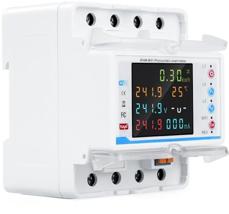 Jadeshay Contatore Energia Elettrica AC380V 100A Trifase WiFi Smart Interruttore Intelligente Protezione da Sovratensione e Sottotensione con Display LCD Colori per Monitor Alimentazione Domestica