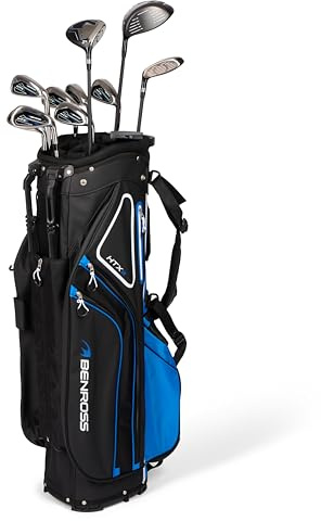 Benross HTX2 Golf Clubs Full Set with Cart Bag, Driver, Fairway Wood, Hybrid, Irons 5-SW, Mallet Putter - Graphite & Steel Shafts, All-Weather Grips - Golf Club Sets for Men